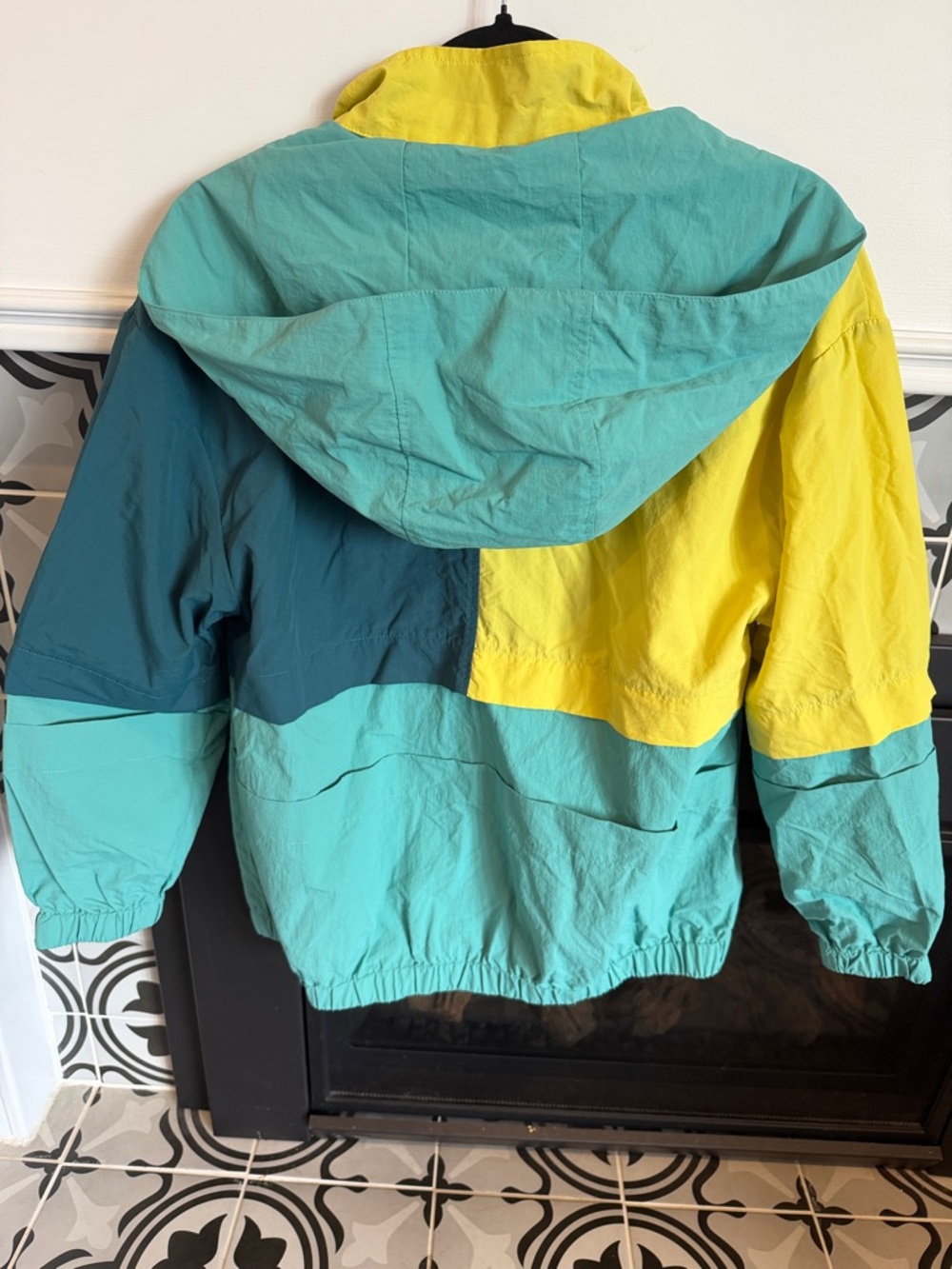 Colorblock Windbreaker Jacket in Yellow, Teal & Dark Teal - Picture 4 of 4